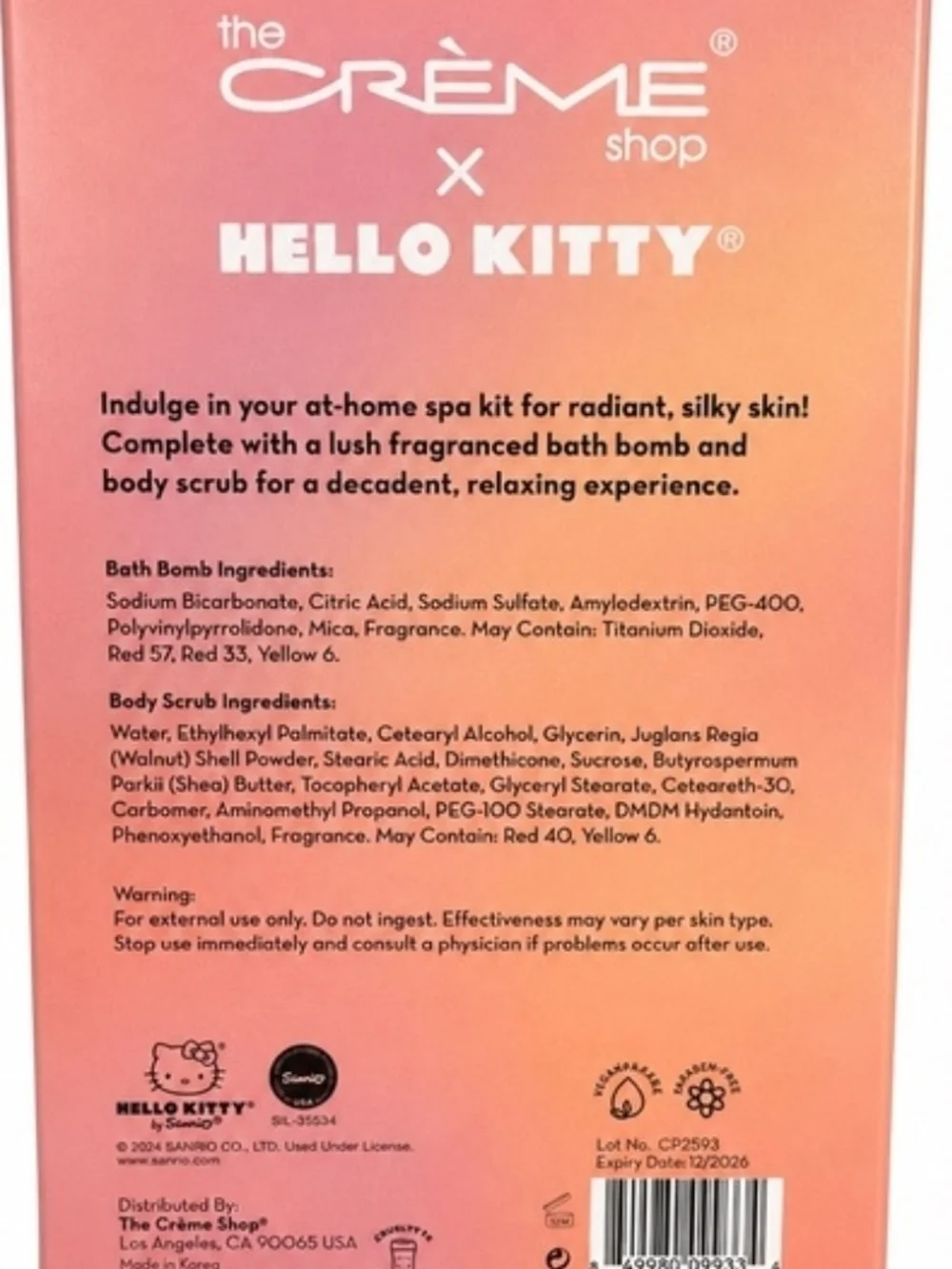 The Crème Shop x Hello Kitty Peach Body Scrub & Bath Bomb Set - Pink